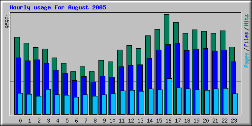 Hourly usage for August 2005